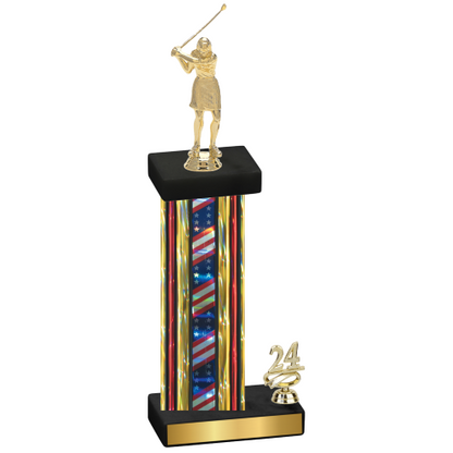 Accented Single Flag USA Year Golf Trophy