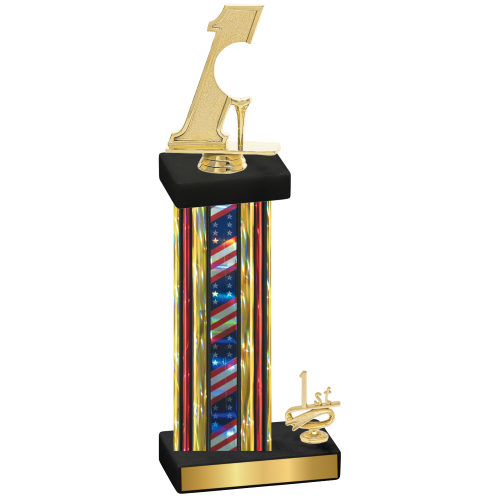 Accented Single Flag USA First Place Golf Trophy