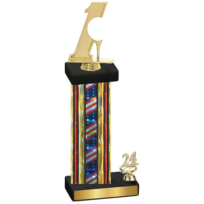 Accented Single Flag USA Year Golf Trophy