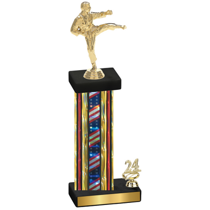 Accented Single Flag USA Year Karate Trophy