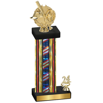 Accented Single Flag USA Year Baseball Trophy