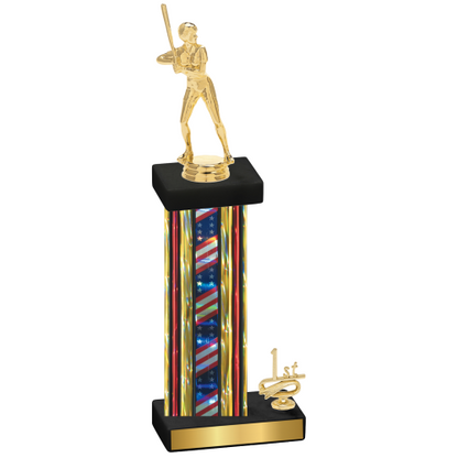 Accented Single Flag USA First Place Softball Trophy