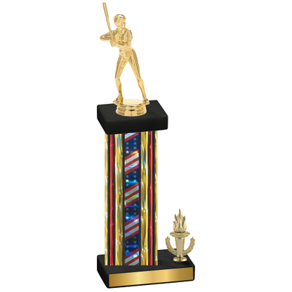 Accented Single Flag USA Victory Softball Trophy