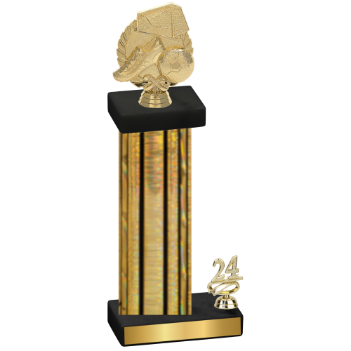 Accented Single Gold Glacier Year Soccer Trophy