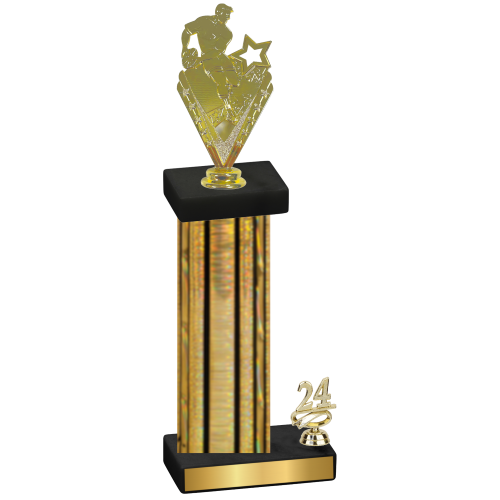 Accented Single Gold Glacier Year Rugby Trophy