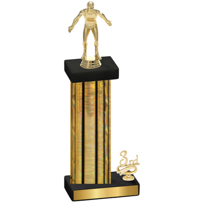 Accented Single Gold Glacier Third Place Wrestling Trophy