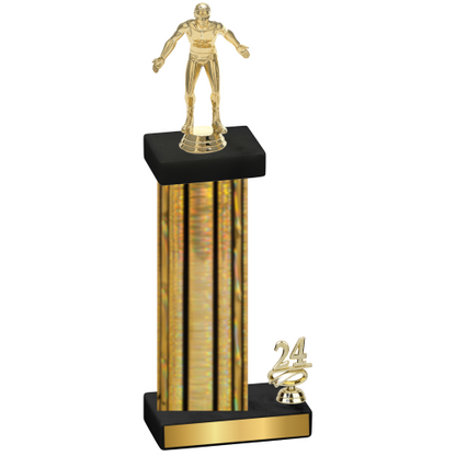 Accented Single Gold Glacier Year Wrestling Trophy