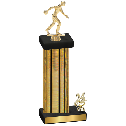 Accented Single Gold Glacier Year Bowling Trophy