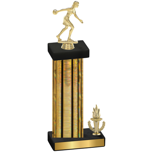 Accented Single Gold Glacier Victory Bowling Trophy