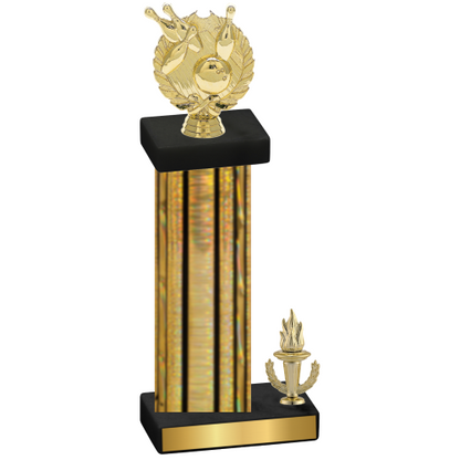 Accented Single Gold Glacier Victory Bowling Trophy