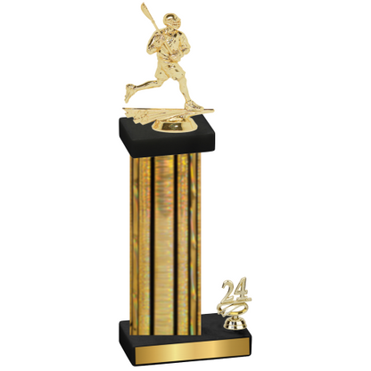 Accented Single Gold Glacier Year Lacrosse Trophy