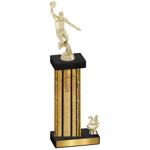 Accented Single Gold Glacier Year Basketball Trophy