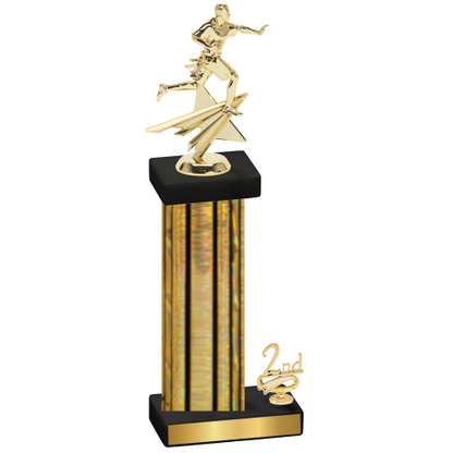 Accented Single Gold Glacier Second Place Flag Football Trophy