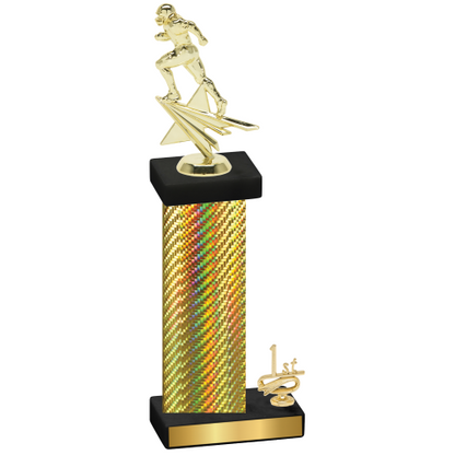 Accented Single Gold Carbon Fiber First Place Football Trophy