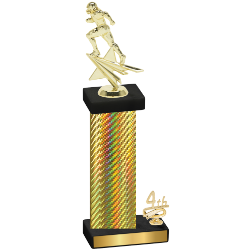 Accented Single Gold Carbon Fiber Fourth Place Football Trophy