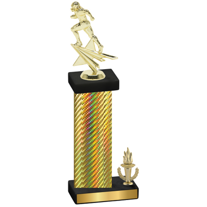 Accented Single Gold Carbon Fiber Victory Football Trophy