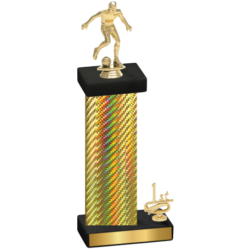 Accented Single Gold Carbon Fiber First Place Soccer Trophy