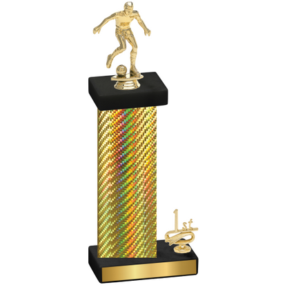 Accented Single Gold Carbon Fiber First Place Soccer Trophy