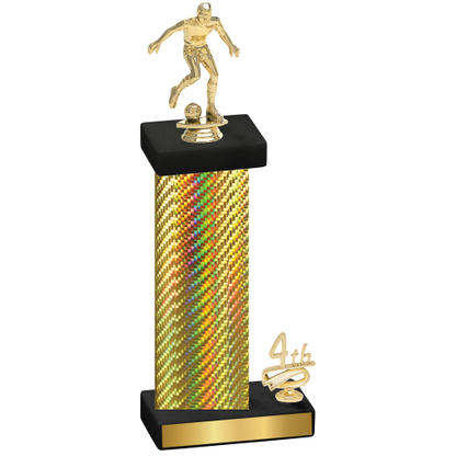 Accented Single Gold Carbon Fiber Fourth Place Soccer Trophy