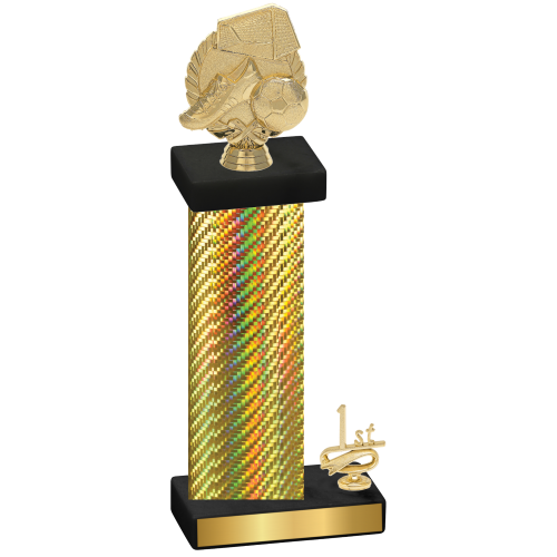 Accented Single Gold Carbon Fiber First Place Soccer Trophy