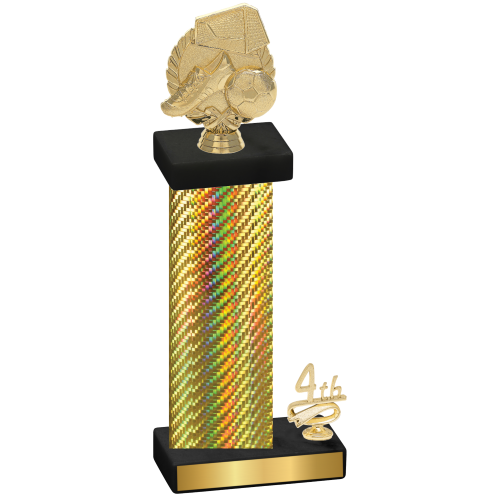 Accented Single Gold Carbon Fiber Fourth Place Soccer Trophy