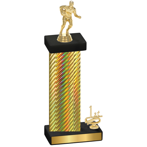 Accented Single Gold Carbon Fiber First Place Rugby Trophy