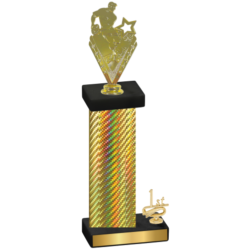 Accented Single Gold Carbon Fiber First Place Rugby Trophy