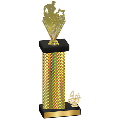 Accented Single Gold Carbon Fiber Fourth Place Rugby Trophy