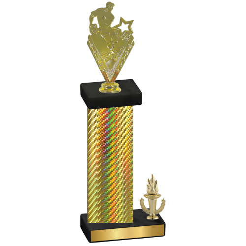 Accented Single Gold Carbon Fiber Victory Rugby Trophy