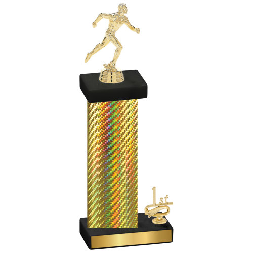 Accented Single Gold Carbon Fiber First Place Running Trophy