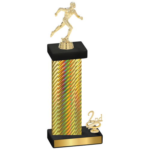 Accented Single Gold Carbon Fiber Second Place Running Trophy