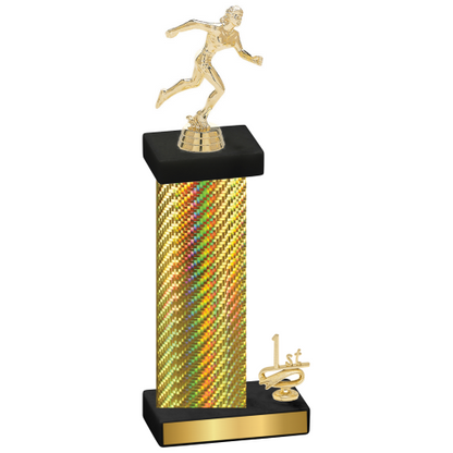 Accented Single Gold Carbon Fiber First Place Running Trophy