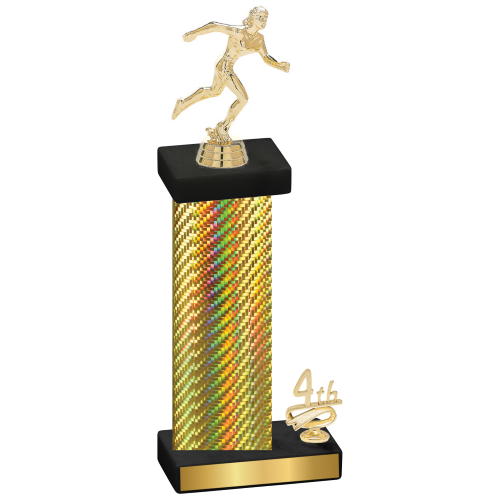 Accented Single Gold Carbon Fiber Fourth Place Running Trophy