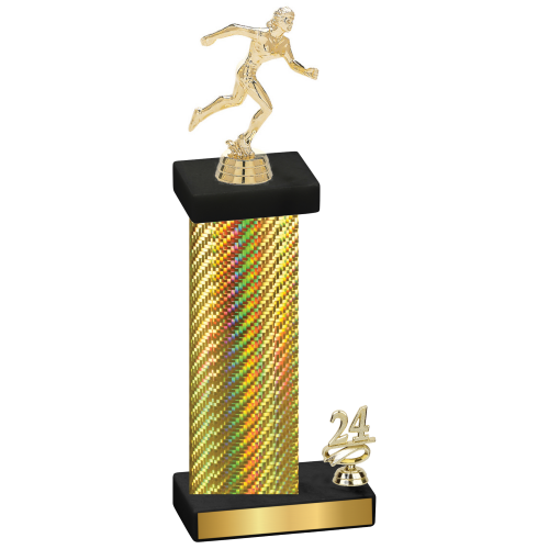 Accented Single Gold Carbon Fiber Year Running Trophy