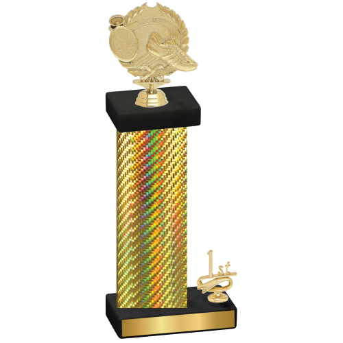 Accented Single Gold Carbon Fiber First Place Running Trophy