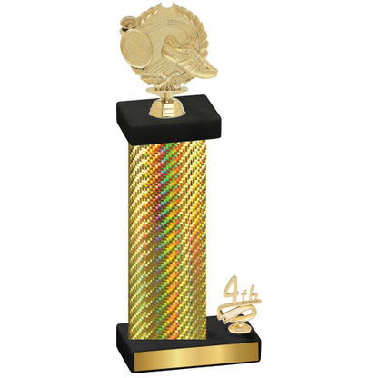 Accented Single Gold Carbon Fiber Fourth Place Running Trophy