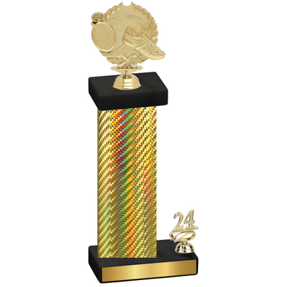 Accented Single Gold Carbon Fiber Year Running Trophy