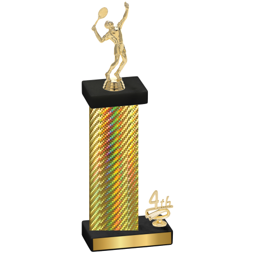 Accented Single Gold Carbon Fiber Fourth Place Tennis Trophy