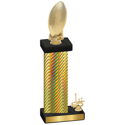 Accented Single Gold Carbon Fiber First Place Football Trophy