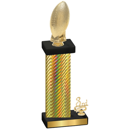 Accented Single Gold Carbon Fiber Third Place Football Trophy