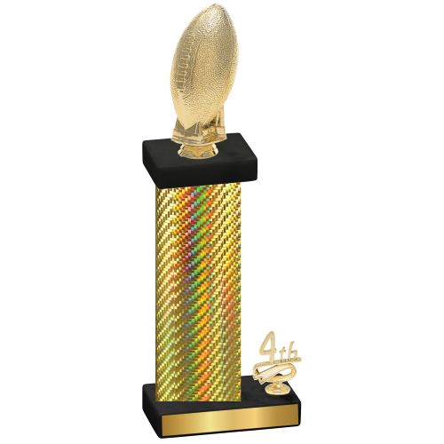 Accented Single Gold Carbon Fiber Fourth Place Football Trophy