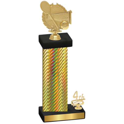 Accented Single Gold Carbon Fiber Fourth Place Tennis Trophy