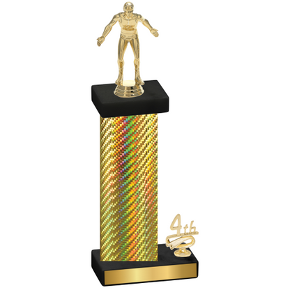 Accented Single Gold Carbon Fiber Fourth Place Wrestling Trophy