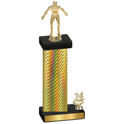 Accented Single Gold Carbon Fiber Year Wrestling Trophy