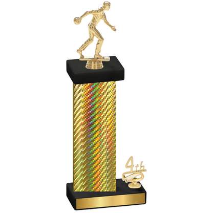 Accented Single Gold Carbon Fiber Fourth Place Bowling Trophy