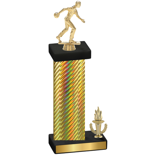 Accented Single Gold Carbon Fiber Victory Bowling Trophy