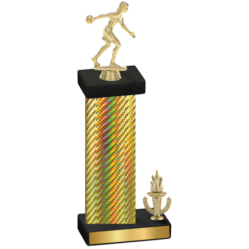 Accented Single Gold Carbon Fiber Victory Bowling Trophy