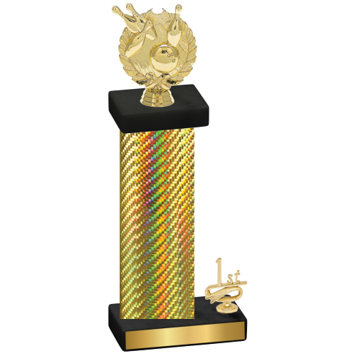 Accented Single Gold Carbon Fiber First Place Bowling Trophy