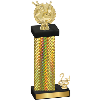 Accented Single Gold Carbon Fiber Second Place Bowling Trophy