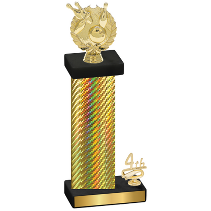 Accented Single Gold Carbon Fiber Fourth Place Bowling Trophy